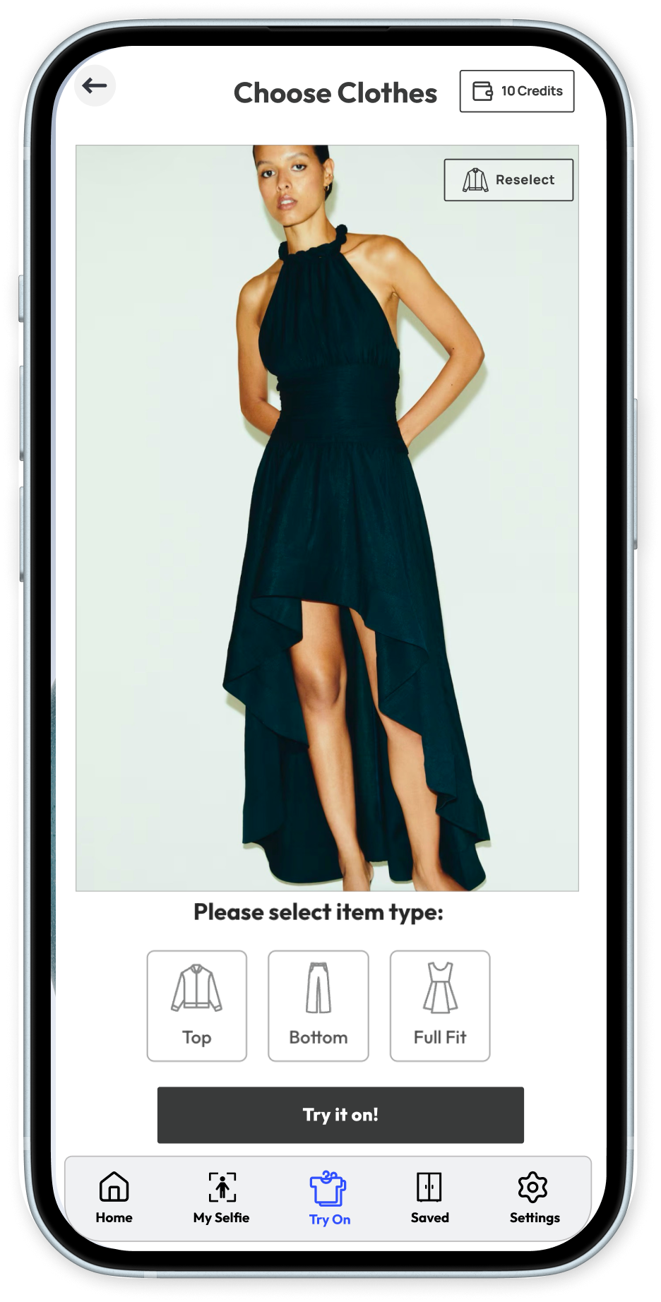 Choose Clothes screen